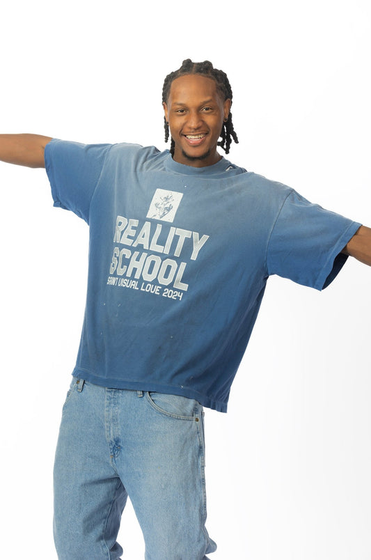 Saint Michael "Reality School" Distressed Printed Cotton Jersey T-Shirt - supergl0rious