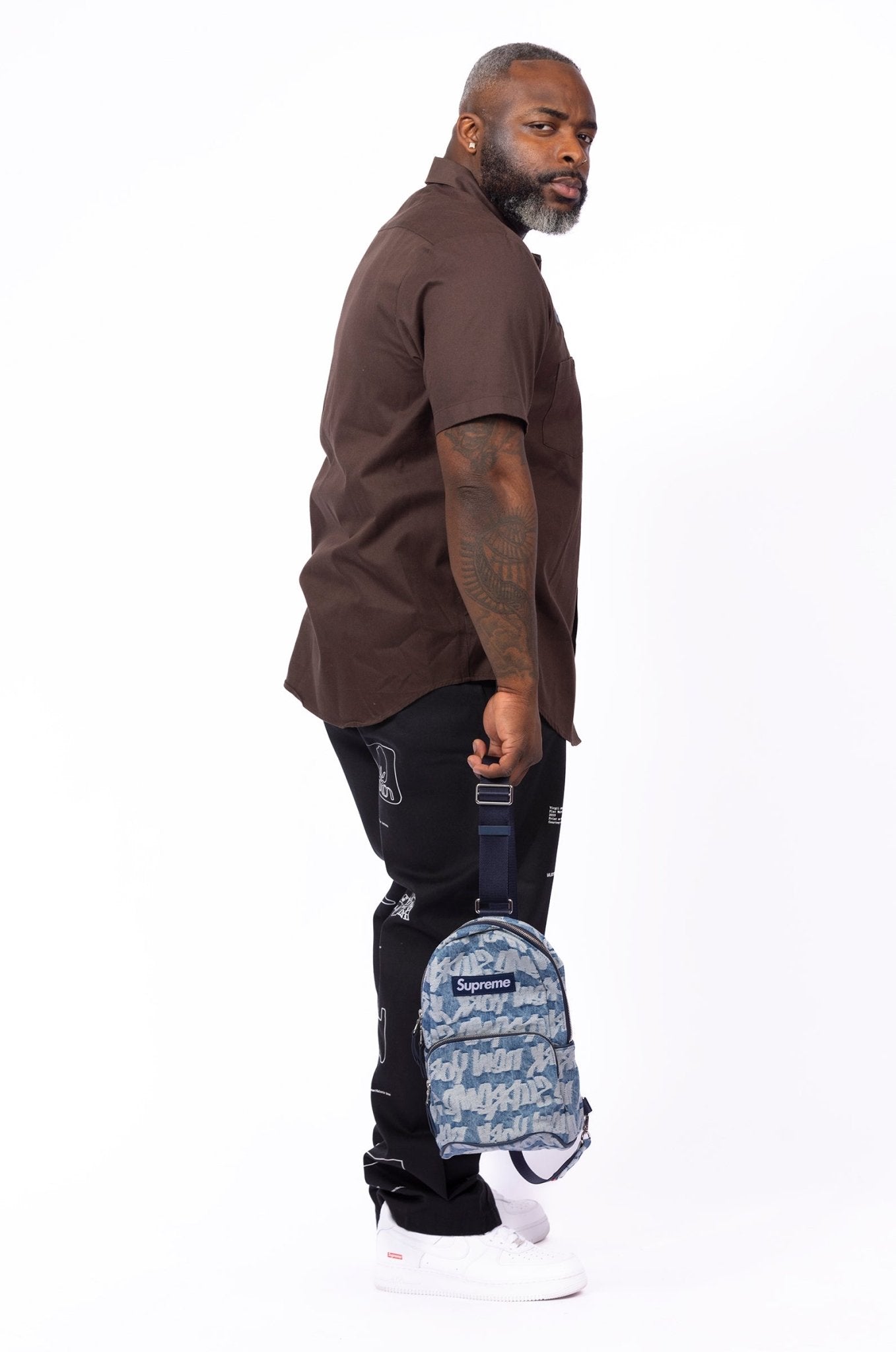 Supreme Fat Tip Jacquard Denim Sling Bag Blue - supergl0rious